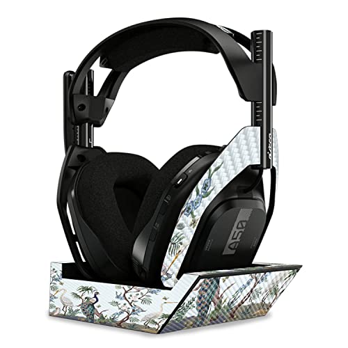 Image of MightySkins Carbon Fiber Skin Compatible with Astro A50 Wireless Headphones + Base Station (Gen 4) - Chinoiserie Fabric | Protective, Durable Textured Carbon Fiber Finish | Easy to Apply
