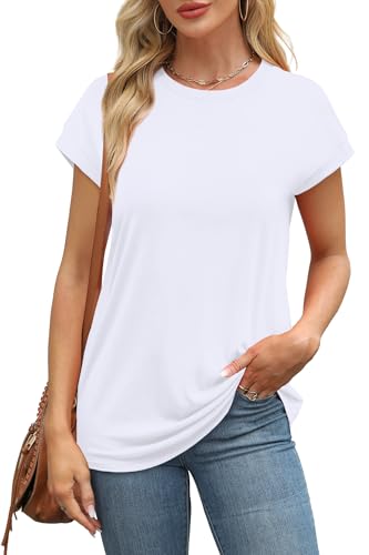 Image of Alaroo Womens Summer Tops Short Sleeve Shirts Crew Neck Cute Trendy Tunic Blouses (S-3XL)