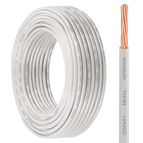 THHN Wire 14 Gauge 50 FT Stranded Copper Wire, White