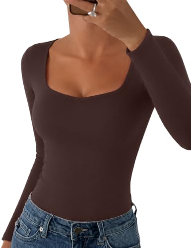 Image of IWOLLENCE Thermal Tops Womens V Neck (Dark Brown, L)
