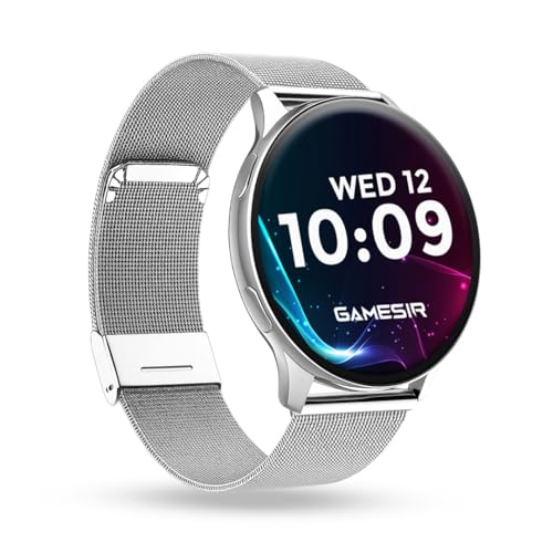 Image of GameSir Active 5 Smart Watch AMOLED Display 1.3 inch Screen, 360 * 360 Resolution, IP68 Waterproof with Multiple Watch Faces Bluetooth Calling Round Dial Smartwatch for Men & Women (Millanese Silver)