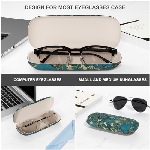 Image of Eyeglasses Case, Portable Hard Shell Protective Case for Glasses, Eyeglass Holder Box for Women with Cleaning Cloth