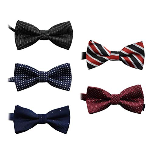 SKEPO Pack of 5 Bow Ties Adjustable Pre-tied Bow Tie for Children Kids Baby Boys