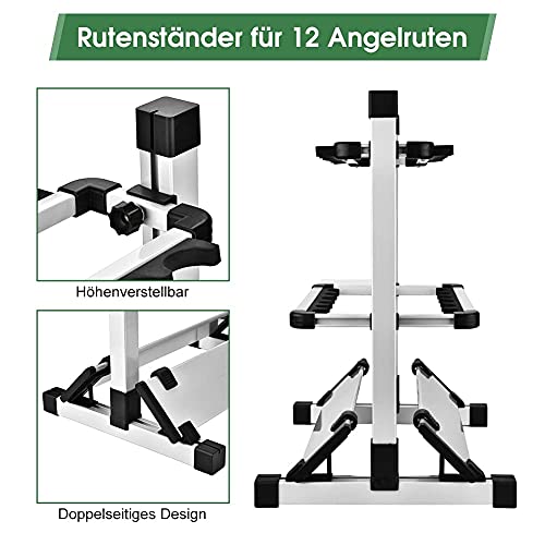 AYNEFY Angelrutenhalter,Rutenständer für Metall Aluminiumlegierung hält bis zu 12 Ruten für Die Meisten Angelruten… – Bild 7