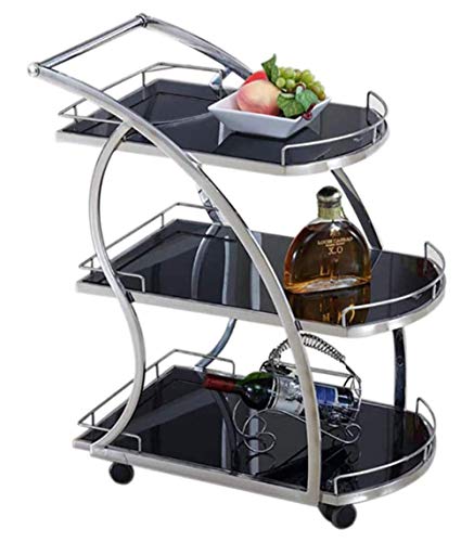 NIVOK Servierwagen Küchenwagen Cateringwagen Barwagen Edelstahl Tempered...