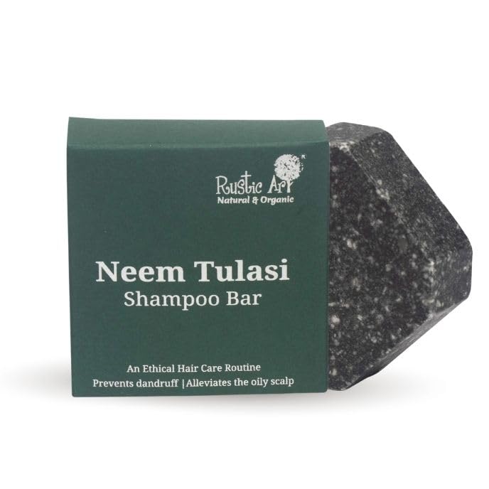 Rustic Art Neem Tulsi Shampoo Bar with Charcoal | Deep Cleansing, Oily, Dandruff Prone Hair | Sulphate & Paraben Free | Natural & Organic | For Women & Men | 75 Gm-image-14