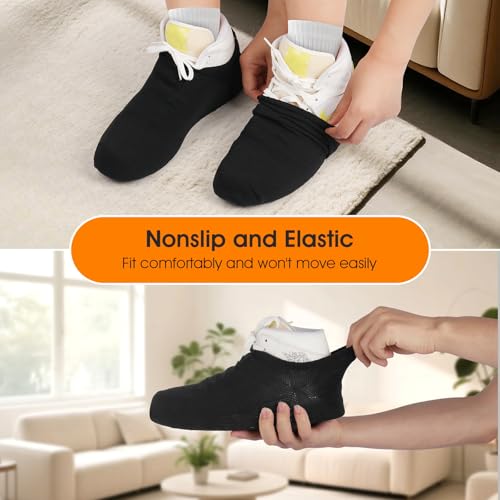 Image of 2 Pairs Dance Shoe Socks Over Sneaker for Smooth Floors,Socks Over Shoes, Overshoes for Sneakers, Protect Knees Shoe Sliders Ballet Dancer Turning Black