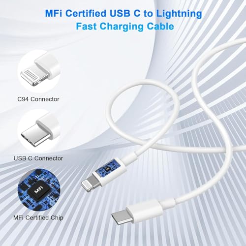Image of [Apple MFi Certified] USB C to Lightning Cable Fast Charging 4Pack 3FT | i Phone Fast Charger Cable USB-C Power Delivery Charging Cord for iPhone 14 /13 /12 /11 /XS /XR /X /8 /iPad (White)