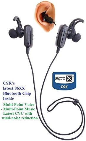 KOKKIA MarathonS (Black) Sport Fitness Buds : Tiny aptX Bluetooth Stereo Headset, Secure Fit Ear Cushions and Ear Hooks included - Image 3