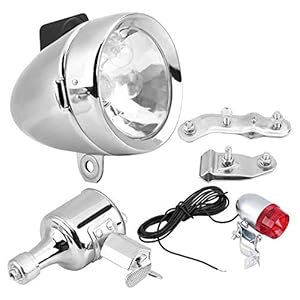 Fydun Koplamp achterlichtset 12V 6W wrijvingsgenerator Dynamo-koplamp Achterlichtset voor Cruiser Bicycle Gemotoriseerde…