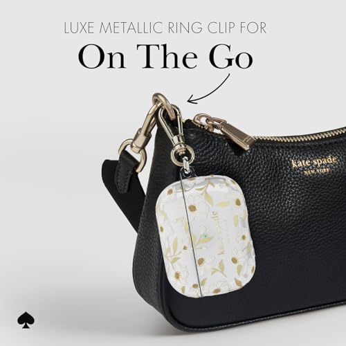 Image of kate spade new york AirPods Pro Protective Case with Keychain Ring - Sunshine Floral, Compatible with AirPods Pro 2nd / 1st Generation