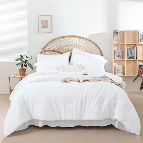 Image of weigelia White King Comforter Set with Sheets - 7 Pieces Bed in a Bag King