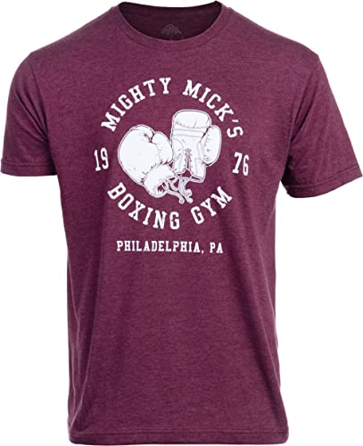Mighty Mick's Boxing Gym 1976 - Philadelphia Boxer Vintage Style Gloves T-Shirt-(HthMaroon,XL)