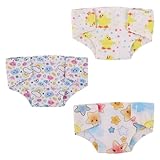 YUVKIN 3 Pannolini Riutilizzabili per Bambole, Lavabili, Adatti per Bambole da Gioco e Bambine, Biancheria Intima per Bambole, Accessori Bambole e Bambolotti 35-43 cm, con Motivi Colorati