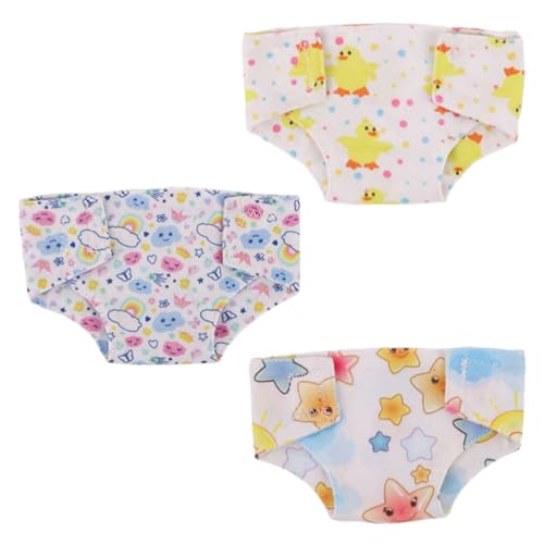 YUVKIN - YUVKIN 3 Couches lavables réutilisables, Accessoires pour bébés, poupées et Accessoires pour poupées, Couches pour poupées (imprimées avec des Motifs colorés)