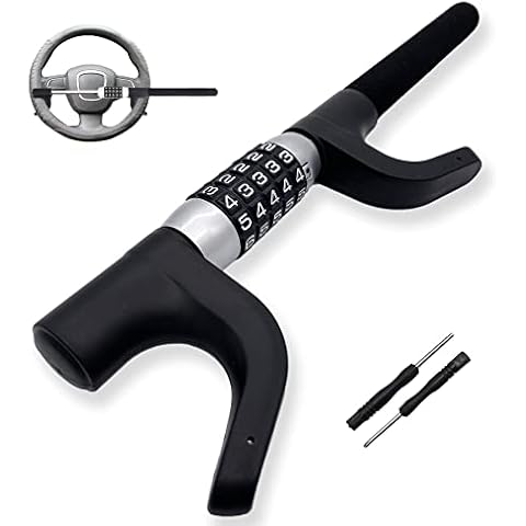 Steering Wheel Lock,Car Anti Theft Device Prevention Security,Keyless Password Coded Retractable Twin Hooks for Cars Trucks Vans and SUVs Cover