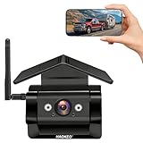 Magnetic Solar Wireless Backup Camera Rechargeable Battery IP69 Waterproof 1080P Night Vision Rear/Front View WiFi Camera No Wiring for Boat Travel Trailer/RV/Truck/Camper for iPhone iPad Android HA7