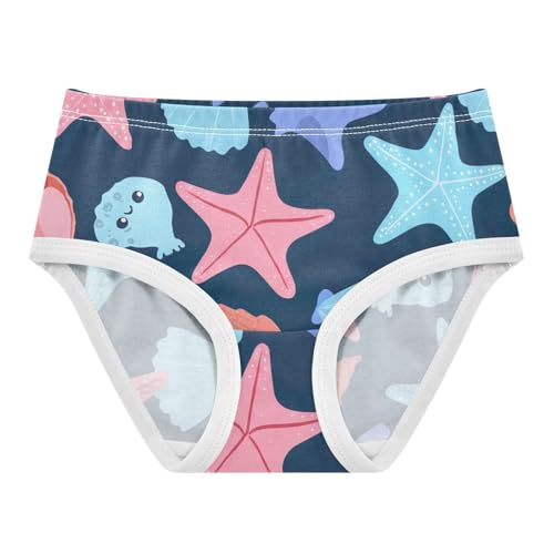 Cute Starfish Shells Blue Girls Underwear Toddlers 2t Cotton Panties Little Girl Durable Underpants Briefs