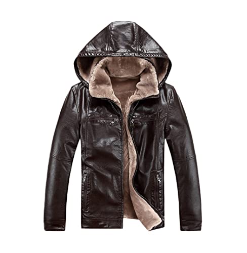 Manteaux homme cuir épais marron XXXL veste coupe-vent chaude hiver