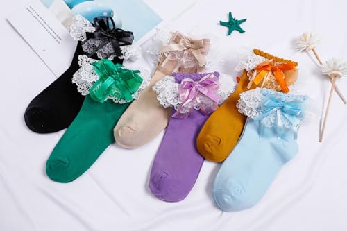 Women Butterflies Ruffle Ankle Lace Socks 3 Pairs4