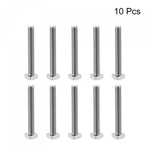 Image of uxcell Square Head Bolt, 10pcs M5x35mm Fully Thread 304 Stainless Steel Grade C Square Machine Screws
