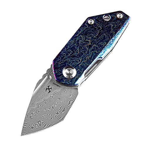 KANSEPT K3044D2 Rio Mini Pocket Knife with Damascus Drop Point Blade and Timascus Handle