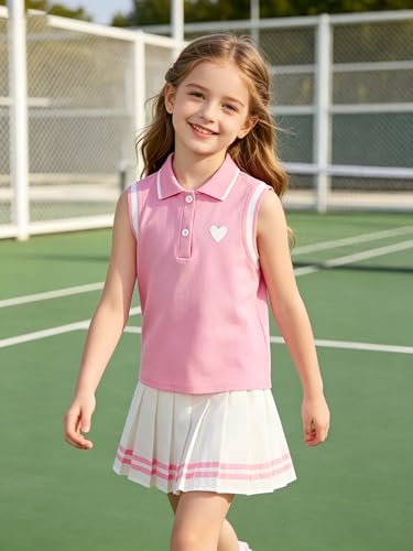 ALISISTER Toddler Pink Dresses for 5T 6T Girls Summer Tennis Dress for Kids Size 5 6 Little Girl Sleeveless Sundress Golf Polo Athletic Casual Skirt Uniform Casual School Outfits — view 5