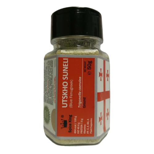Spice King Utskho Suneli (trébol desnudo, trébol ziger, hierba gitana, trébol de queso, trébol de pan, trébol azul), polvo de especias georgiano Trigonella caerulea, 50 g