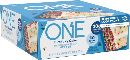 ONE Birthday Cake Protein Bars, 20g Protein, Gluten Free Snacks, 12 ct