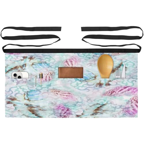Tablier de cuisine multicolore à motif coquillages aquarelle de chef