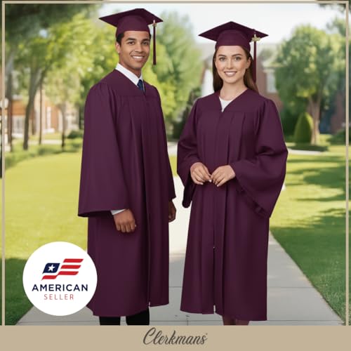 Image of CLERKMANS Unisex Adult Matte Graduation Gown, Choir Robe