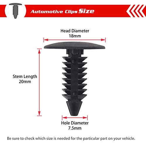 Image of OTUAYAUTO 100Pcs Fastener Clips & Bumper Shield Push Pin for GM 1605396 1595864, Ford 388577S W705589-S300, Chrysler 6502078
