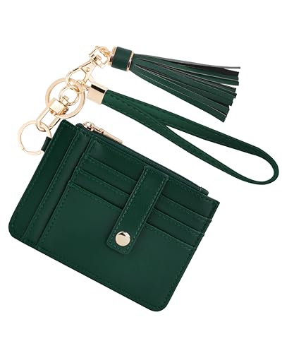 Image of KNGITRYI Small Wristlet Wallets for Women RFID Credit Card Holder Wallet Keychain Wristlet Wallet Credit Card Wallets for Women (Dark Green)