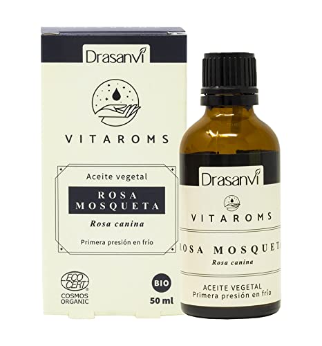 Drasanvi VITAROMS ACEITE VEGETAL ROSA MOSQUETA CERTIFICADO BIO ECOCERT - Primera presión en frío - Estimula la regeneración natural de la piel - VEGANO - SIN GLUTEN - 50 ml