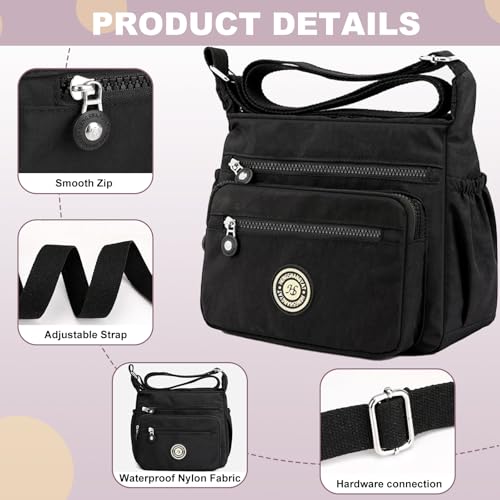 Gelory Lässige Umhängetasche mit mehreren Taschen für Damen, wasserdicht, Nylon, verstellbarer Riemen, Umhängetaschen und Handtaschen, blau, Einheitsgröße