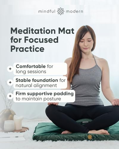 Image of Mindful & Modern Zabuton Meditation Mat - Cotton Filled Yoga and Meditation Pad - Zabuton Meditation Cushion for Kneeling and Sitting Support - Large Rectangular Sitting Floor Pillow for Bench or Zafu