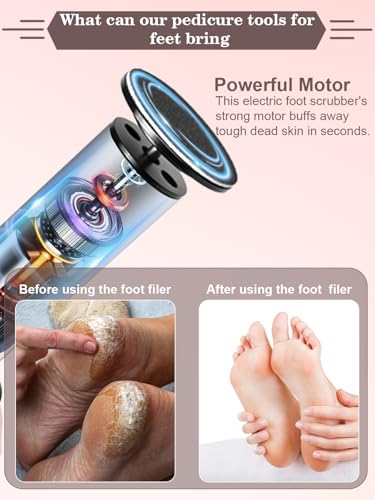 Image of FSA&HSA Electric Foot Callus Removers, Portable Electronic Foot File Pedicure Tools, Electric Callus Remover Kit, Professional Pedi Feet Care Perfect for Dead, Hard Cracked Dry Skin Ideal Gift