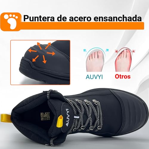 Waterproof Work Boots For Men - Steel Toe Boots Comfortable Safety Wide Toe Shoes for Men, Slip Resistant botas de trabajo para hombre Work Shoes for Industrial & Construction3