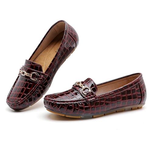Image of Women's Business Loafers Work Casual Flats Shoes Lightweight Penny PU Leather Slip On Walking Shoes
