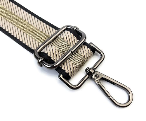 Image of Purse Strap Replacement for Crossbody Bags & Handbags | Premium Webbing with Gunmetal Black Hardware Clip-On Installation Adjustable Length Comfortable Wide Guitar Style Strap