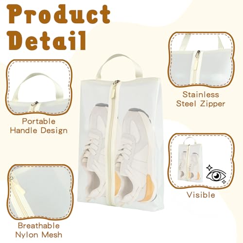 12pcs Shoe Bags for Travel,Portable Travel Shoe Organizer with Zipper, 3 Color Storage Bag for Packing,Shoe Bags Pouch with Handle for Men and Women,Family Travel Accessories3