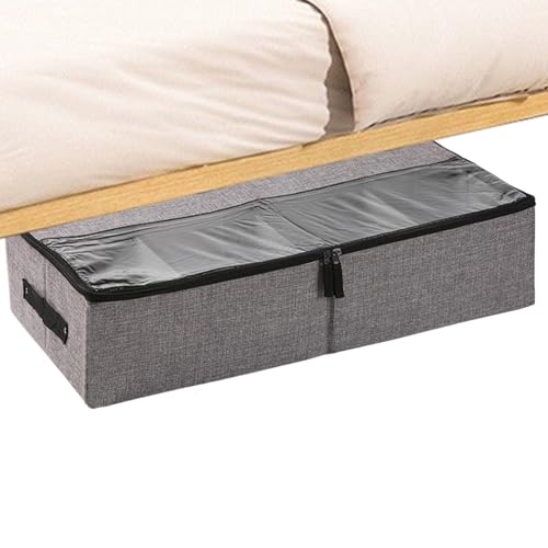 Contenedores de almacenamiento para debajo de la cama, con tapa transparente, divisor extraíble, caja de almacenamiento para zapatos debajo de la cama, para armario, sala de estar, hogar, apartamento