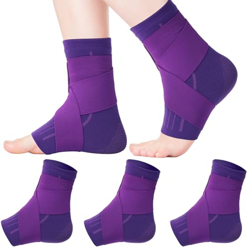 Image of Tarpop 1 Pair Ankle Brace for Kids Compression Ankle Sleeves Adjustable Foot Support Brace Elastic Guard for Children Boys Girls Sports Running Jogging Dance Fitness Gymnastics(Dark Purple,Small)