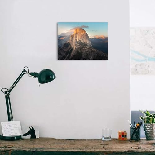 Yosemite Mountain Sunset Wall Art, Framed Canvas, Home Decor 12x16