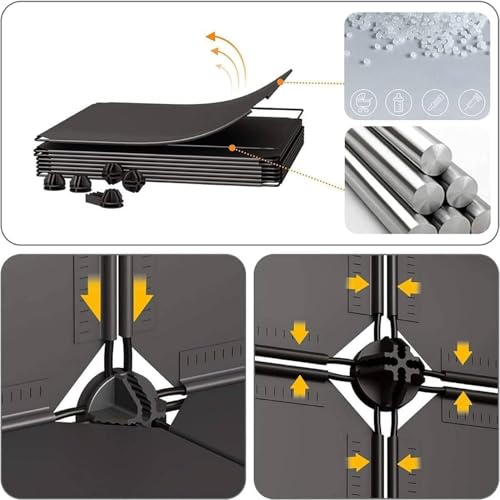 Image of EVRUM Plastic Shoe Rack for Home with Door, 2 Door 6 Shelf | DIY Shoe Stand Organizer Cabinet for 12 Pairs Storage | Portable Slipper & Chappal Stand (Black)