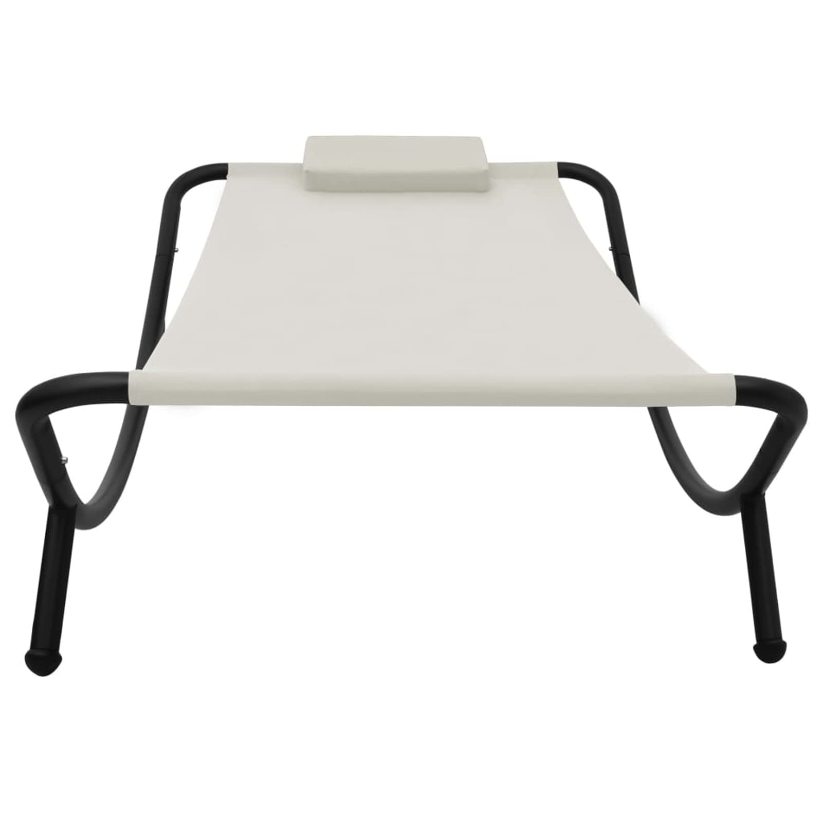 Homgoday Lit de Jardin crème 200x90 cm Acier, Bain de Soleil de Jardin, Lit de Camping pour Plage, Extérieur, Balcon, Terrasse A