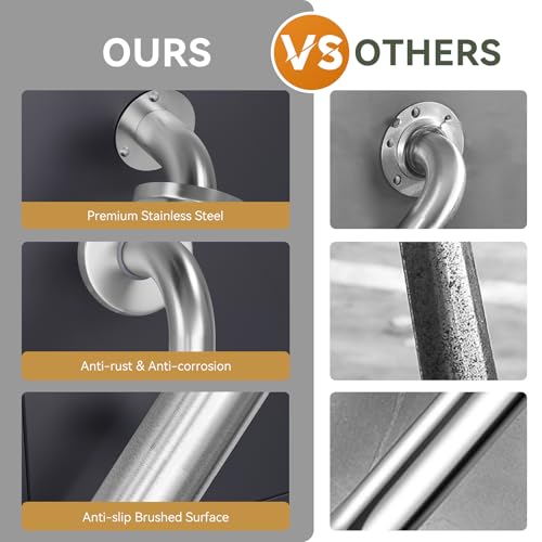 Image of AmazerBath Grab Bars for Bathtubs and Showers Anti Slip, Shower Grab Bars for Seniors Stainless Steel, Handicap Grab Bars, Bath & Shower Grab Bars, Thickened Bar Holds 500LBS, 20 inch L x 1.25 inch D