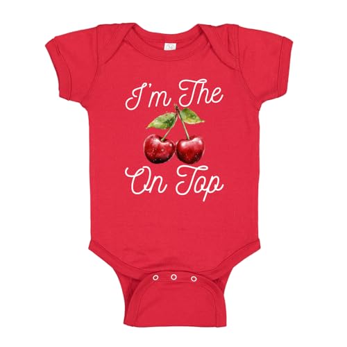 Image of I'm The Cherry On Top Cherry Baby Bodysuit One Piece Or Toddler Shirt Cute Fruit Baby Clothes