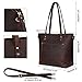 S-ZONE Vintage Genuine Leather Shoulder Tote Bag for Women Purse Handbag with Back Zipper Pocket (Dark Brown)