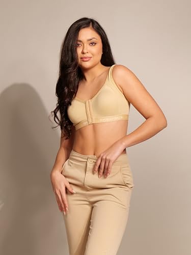 Image of BODYSIZE Front Open Sports Padded Bra for Women - Cotton| Full Coverage, Maximum Support | Non-Wired, Seamless Bra